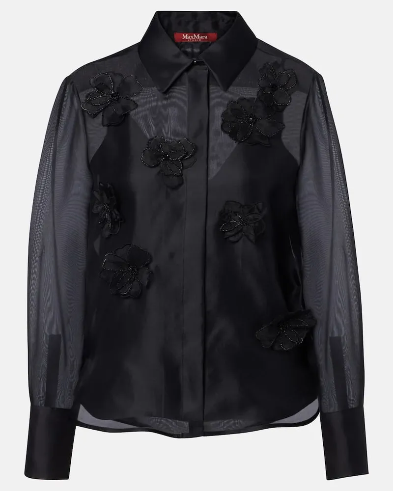Max Mara Verzierte Bluse Agi aus Seide Schwarz