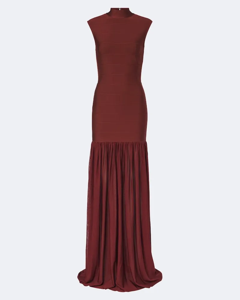 Retrofête Retrofête Robe Zosima aus Rippstrick Burgunderrot