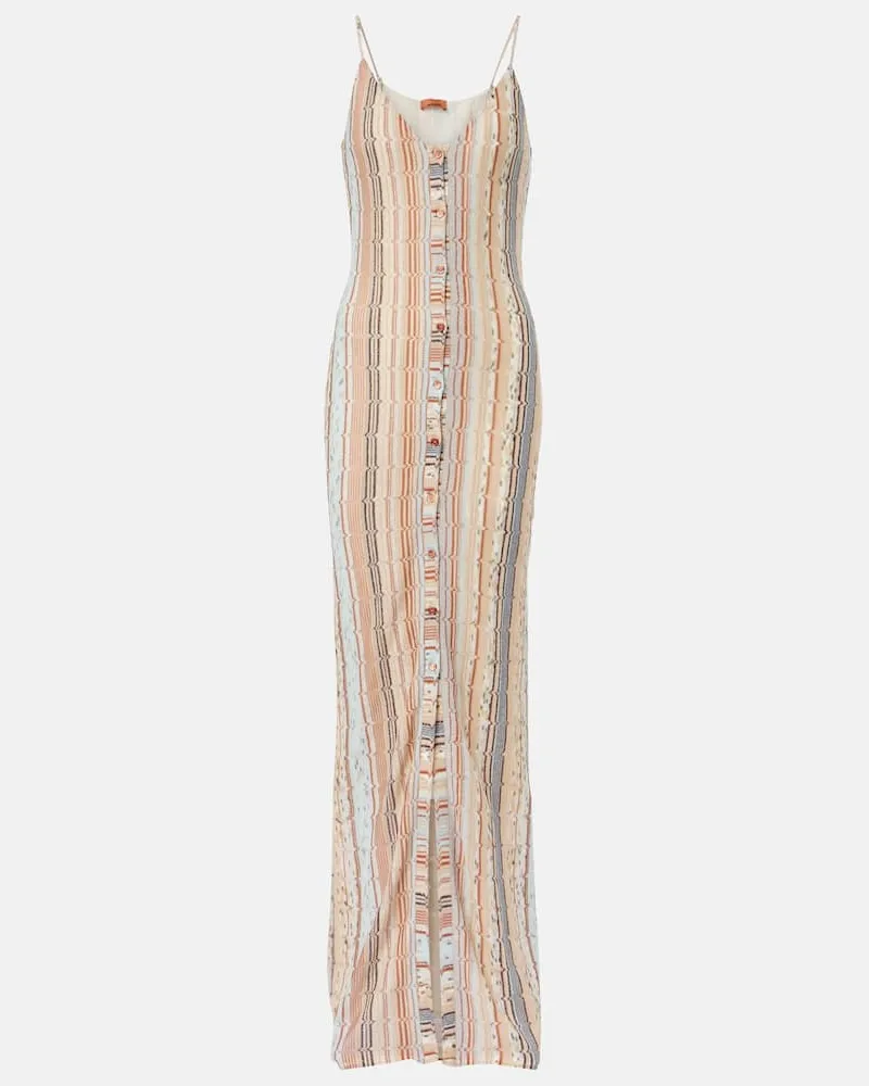 Missoni Maxikleid aus Häkelstrick Beige