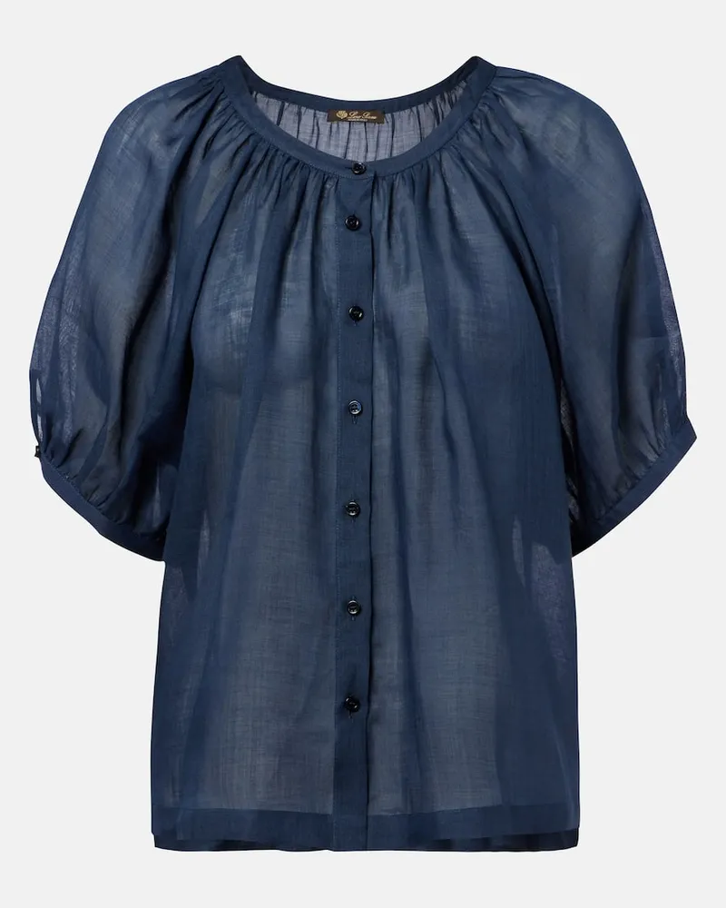 Loro Piana Hemd Gritt aus Ramie Blau