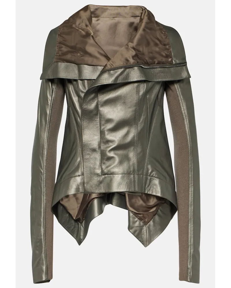 Rick Owens Bikerjacke aus Metallic-Leder Grau