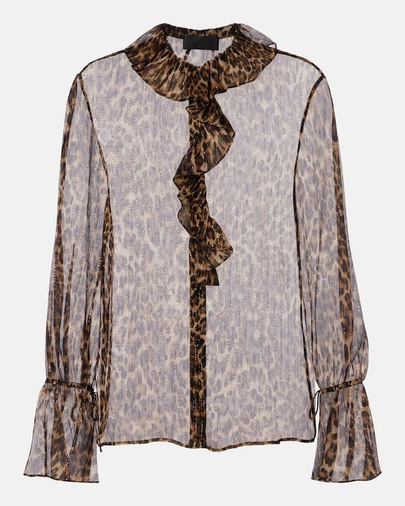 Nili Lotan Bedruckte Bluse Cecily aus einem Seidengemisch Braun