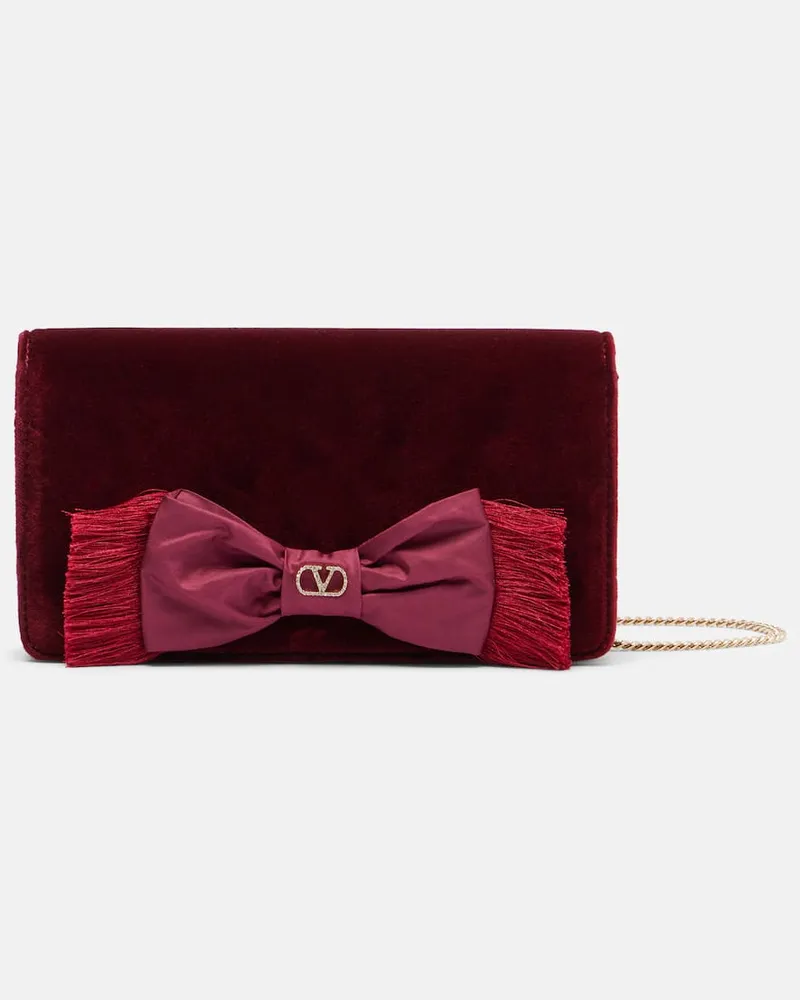 Valentino Garavani Crossbody Bag VLogo Mini aus Samt Rot