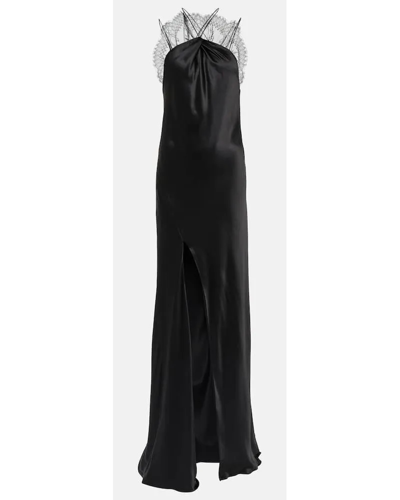 Givenchy Robe aus Seidensatin mit Spitze Schwarz