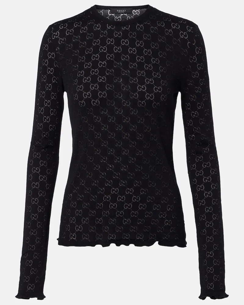 Gucci Pullover GG aus Devoré Schwarz