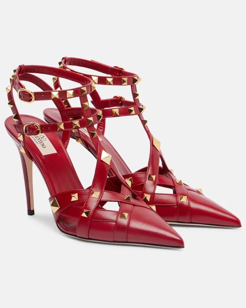 Valentino Garavani Pumps Studdy 100 aus Leder Rot