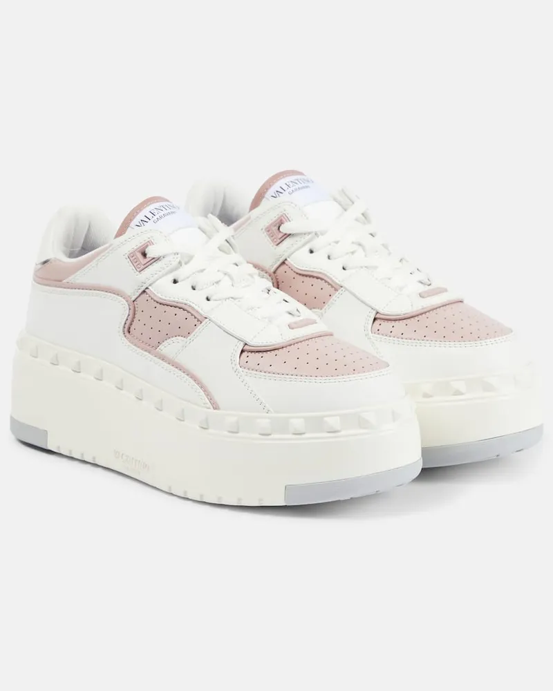 Valentino Garavani Plateau-Sneakers Freedots XL aus Leder Weiß