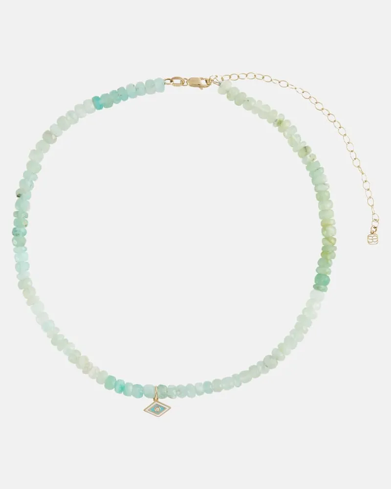 Sydney Evan Choker Tiny Groovy Eye aus Opal mit 14kt Gelbgold, Emaille und Diamant Multicolor