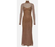 Lochstrick-Maxikleid aus Lurex