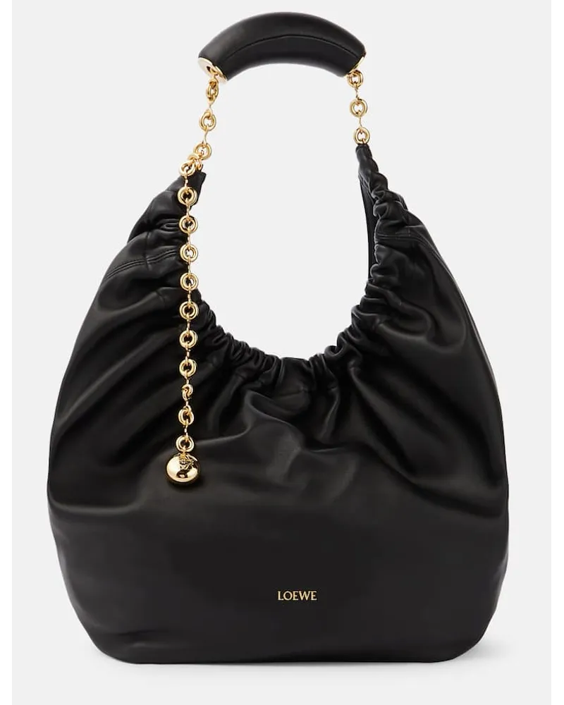 Loewe Schultertasche Squeeze Medium aus Leder Schwarz