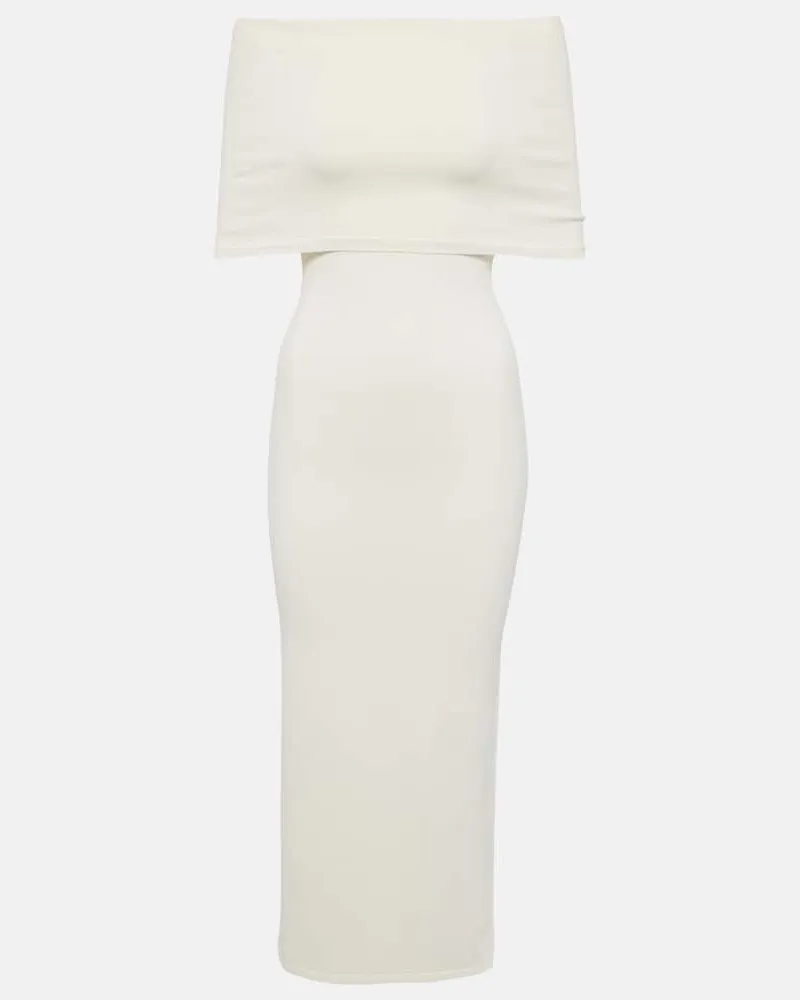 WARDROBE.NYC Off-Shoulder-Midikleid Weiß