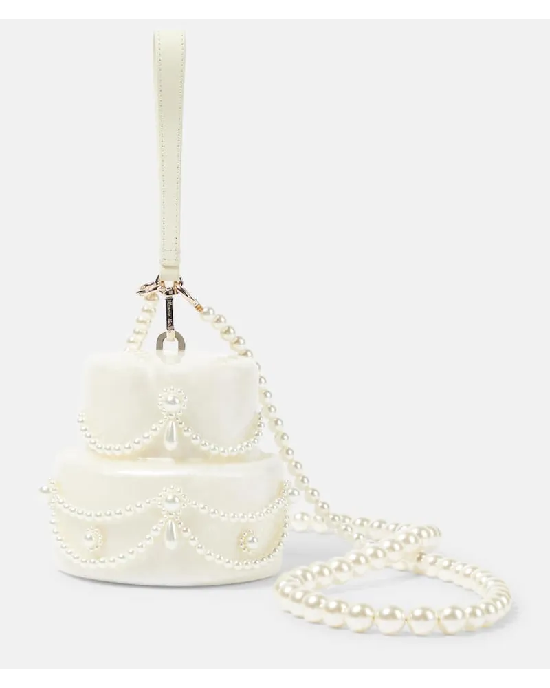 Simone Rocha Verzierte Clutch Pearl Cake Weiss