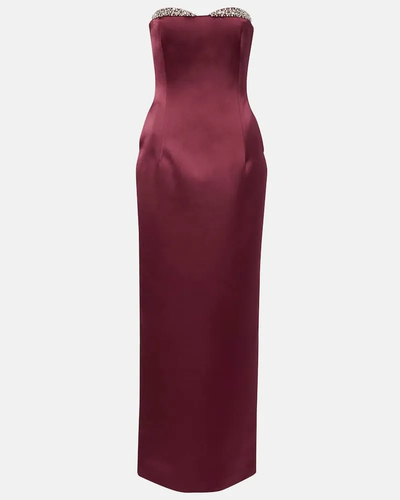 The New Arrivals Ilkyaz Ozel Verzierte Robe Noélie aus Satin Burgunderrot