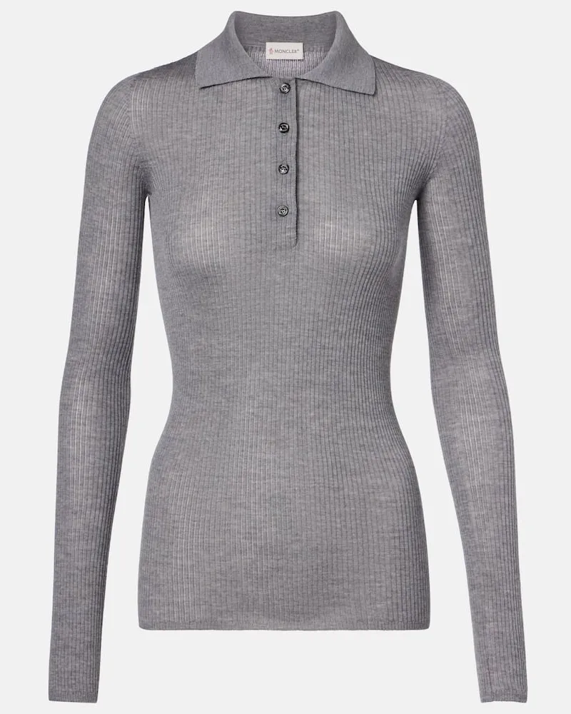 Moncler Polohemd aus Wolle Grau