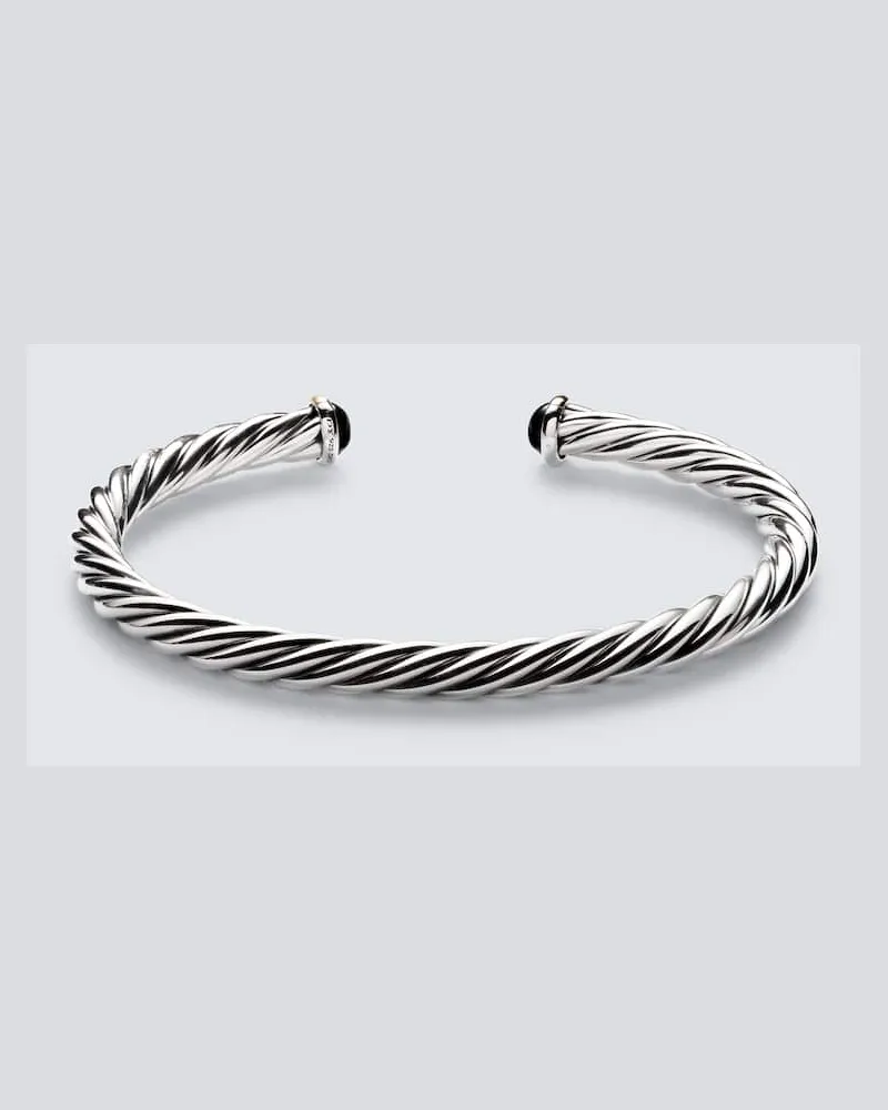 David Yurman Armreif Cable aus Sterlingsilber mit 14kt Gelbgold und Onyx Silber