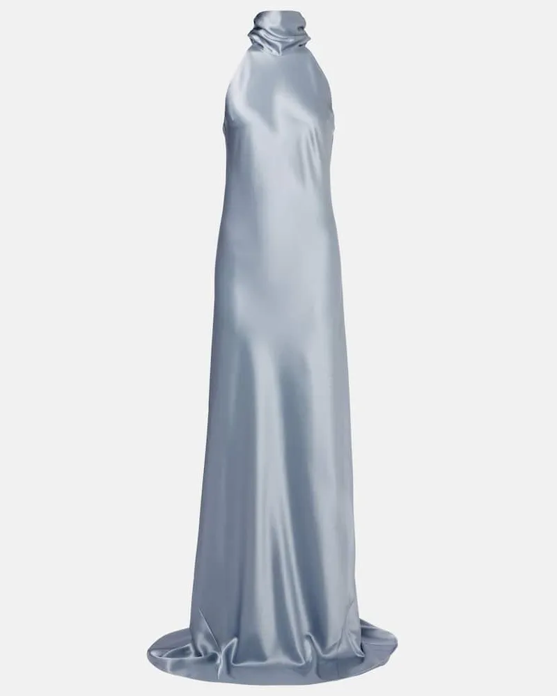 GALVAN Robe Sienna aus Satin Blau