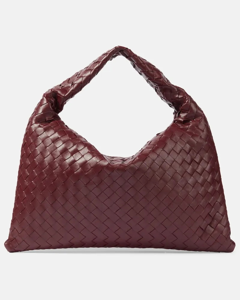 Bottega Veneta Schultertasche Hop Small aus Leder Burgunderrot
