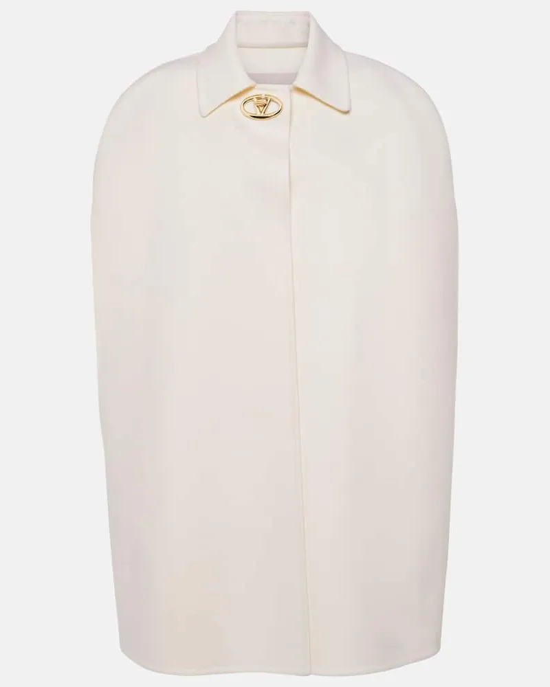 Valentino Garavani Cape VLogo Locker aus Wolle und Kaschmir Weiß
