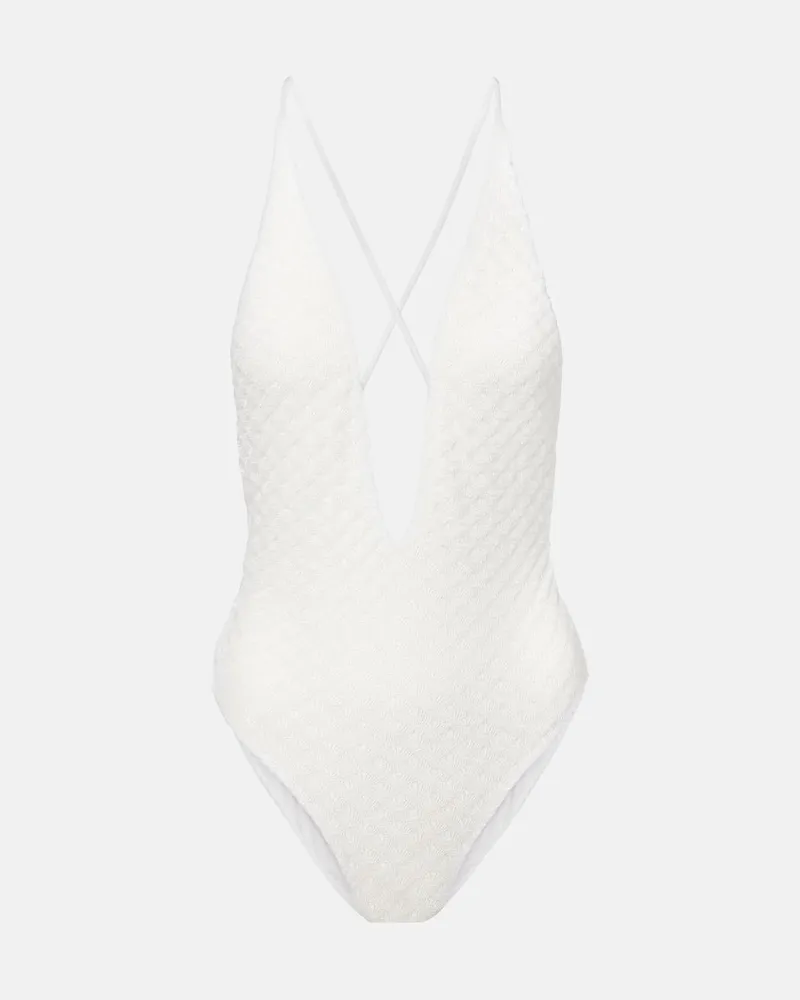 Missoni Badeanzug aus Häkelstrick Weiß