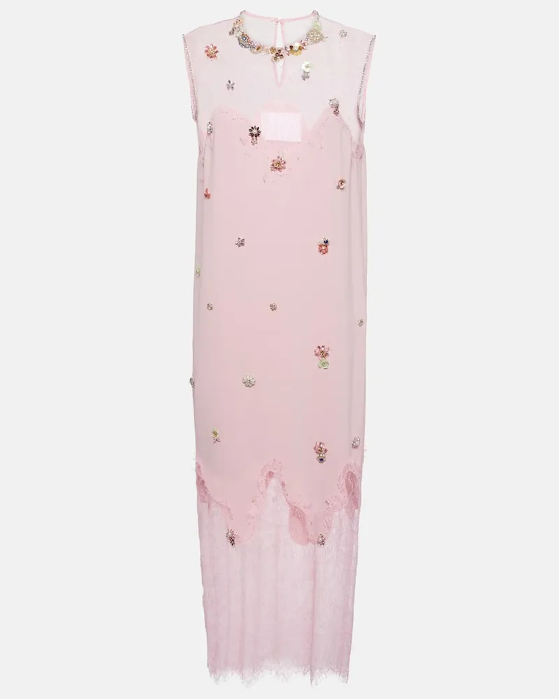 COSTARELLOS Verziertes Midikleid Keeva aus Crêpe und Spitze Pink
