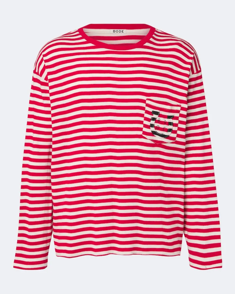 BODE T-Shirt Horseshoe aus Baumwoll-Jersey Rot