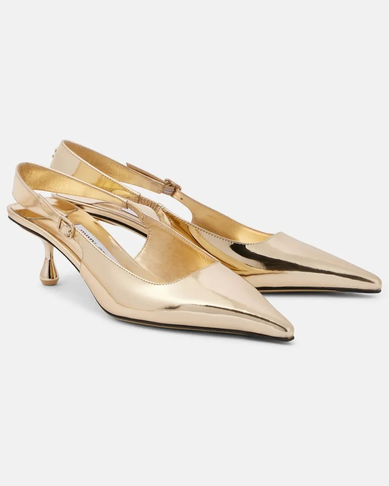 Jimmy Choo Slingback-Pumps Amel 50 aus Metallic-Leder Gold