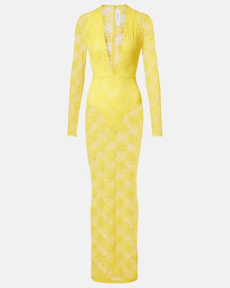 Alex Perry Robe aus Spitze Gelb
