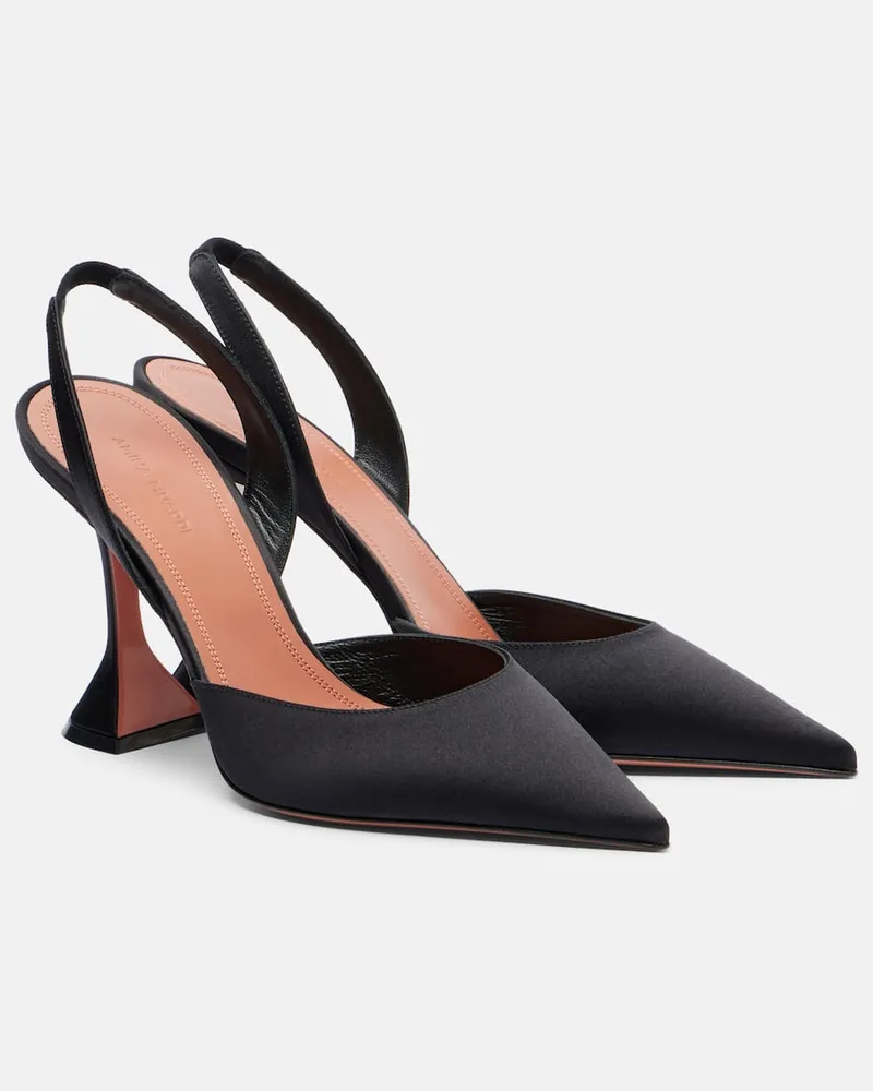 Amina Muaddi Slingback-Pumps Holli 95 aus Satin Schwarz
