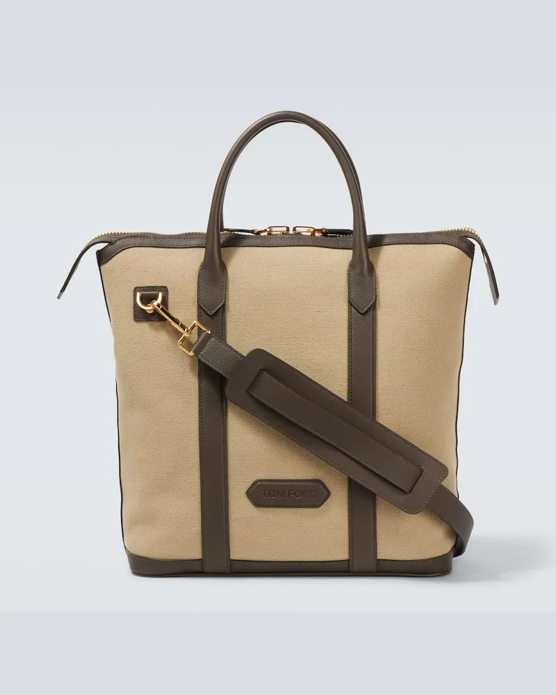 Tom Ford Tote Bag Buckley East West aus Canvas Beige