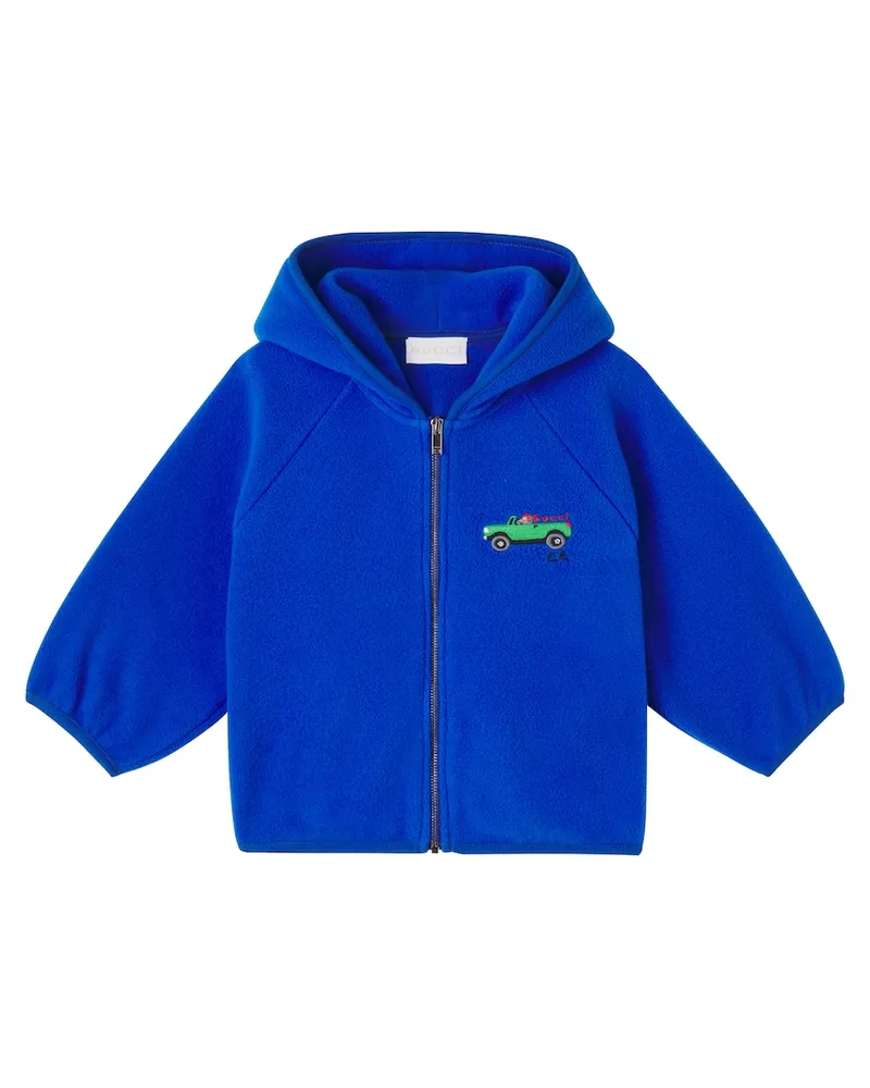 Gucci X Euan Roberts Baby Kapuzenjacke aus Fleece Blau