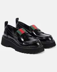 Gucci Loafers Web Stripe aus Leder Schwarz