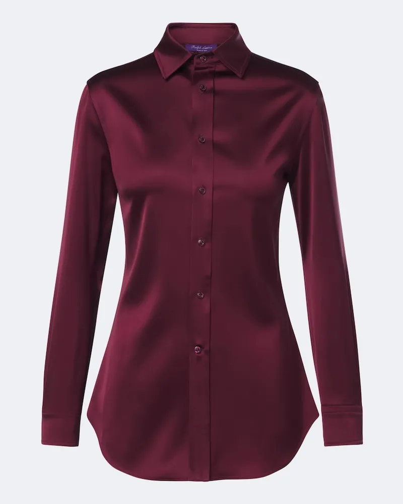 Ralph Lauren Hemd Cameron II aus Satin Burgunderrot