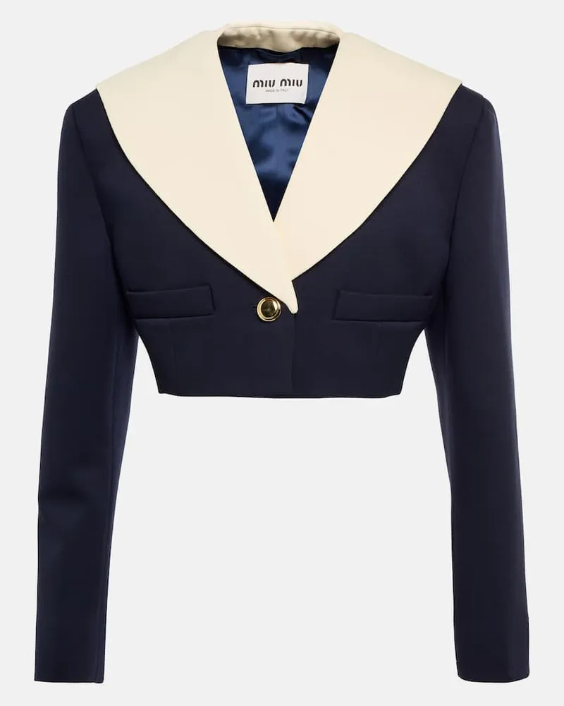 Miu Miu Cropped-Jacke aus Wolle Schwarz