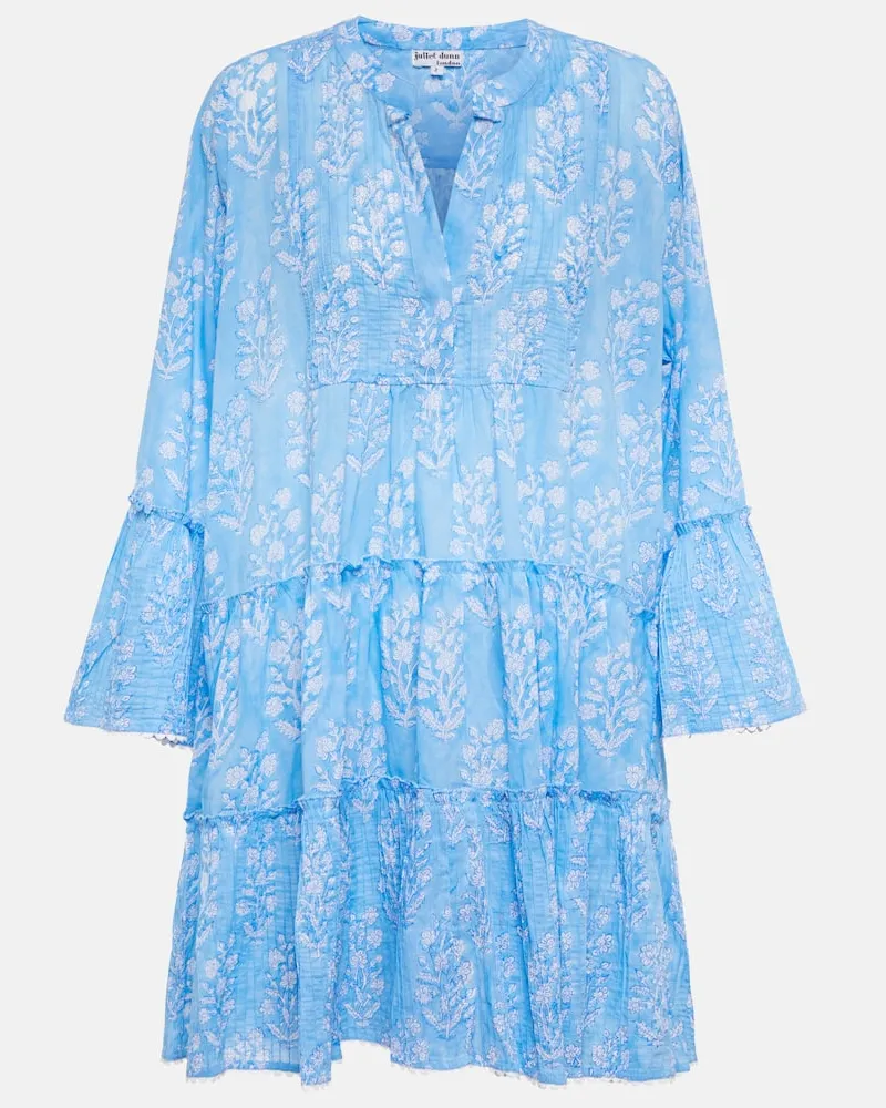 Juliet Dunn Bedrucktes Minikleid aus Baumwolle Blau