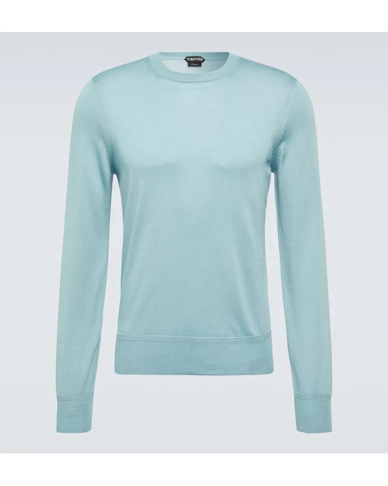 Tom Ford Pullover aus Kaschmir und Seide Blau