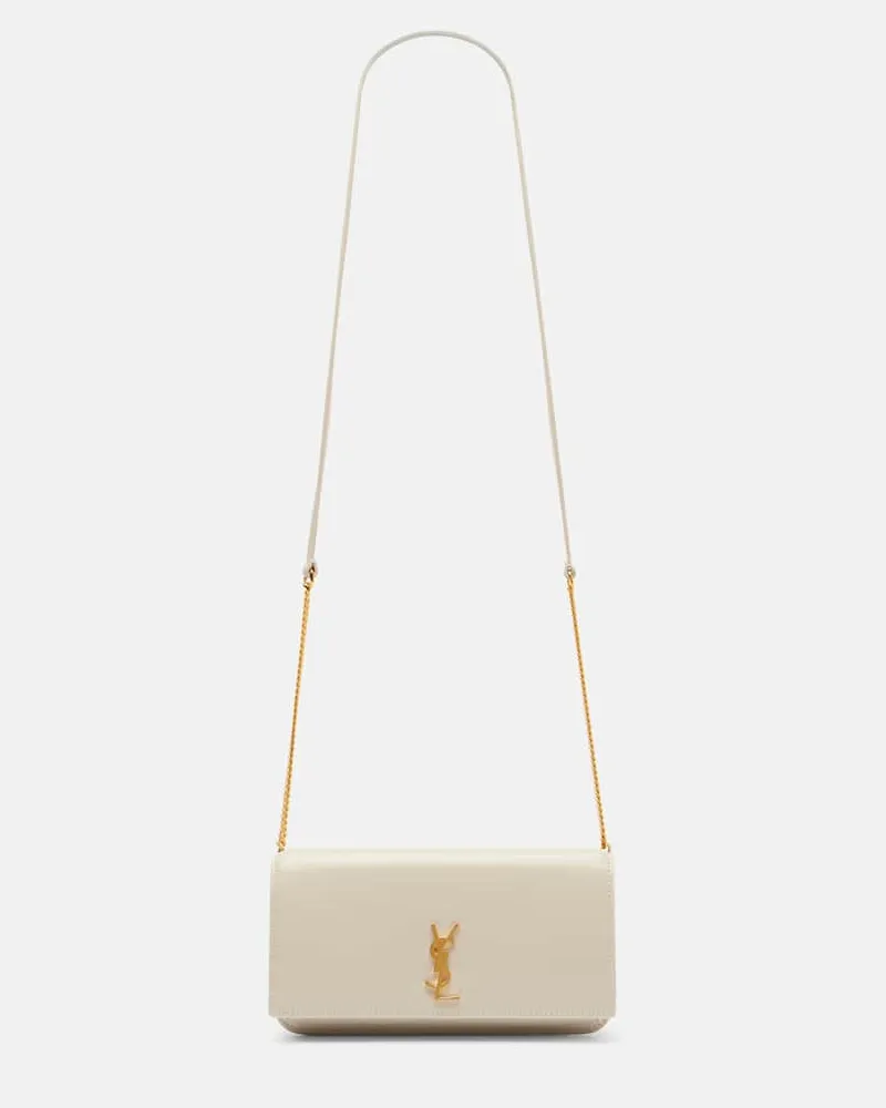 Saint Laurent Smartphone-Etui Cassandre Mini aus Leder Weiß