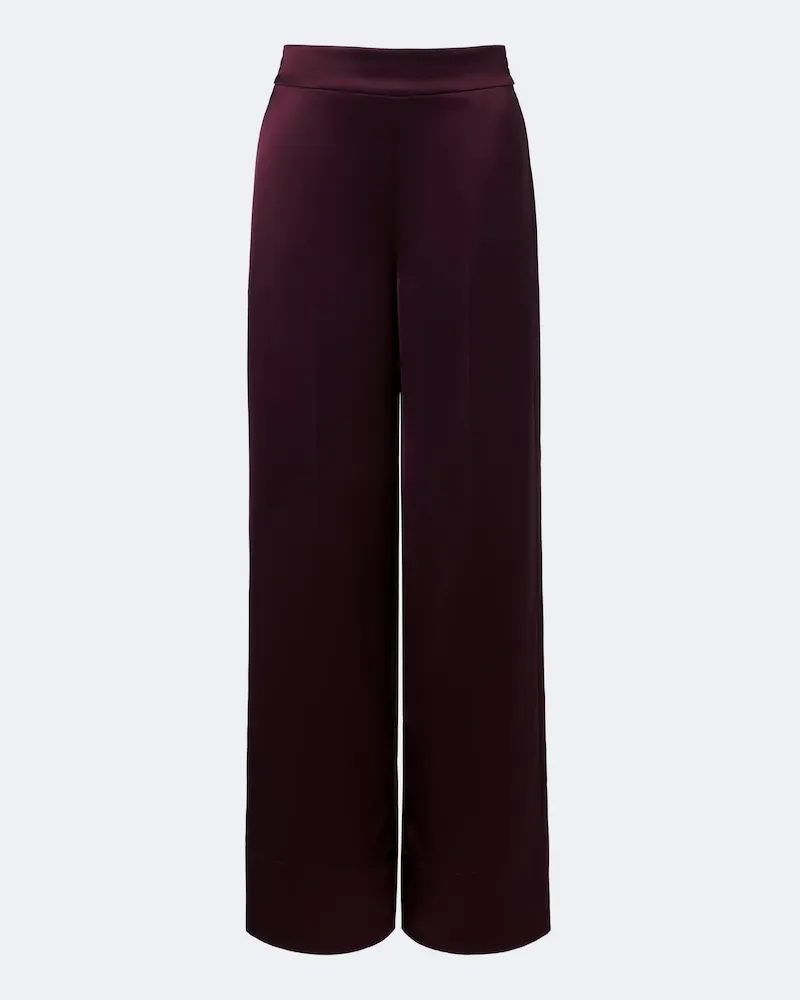 Joseph Weite Hose Dijon aus Satin Burgunderrot