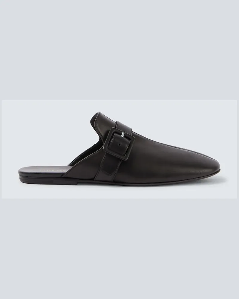 Dries van Noten Slippers aus Leder Schwarz