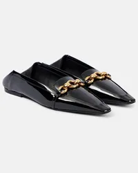 Saint Laurent Slippers Le Maillon aus Lackleder Schwarz