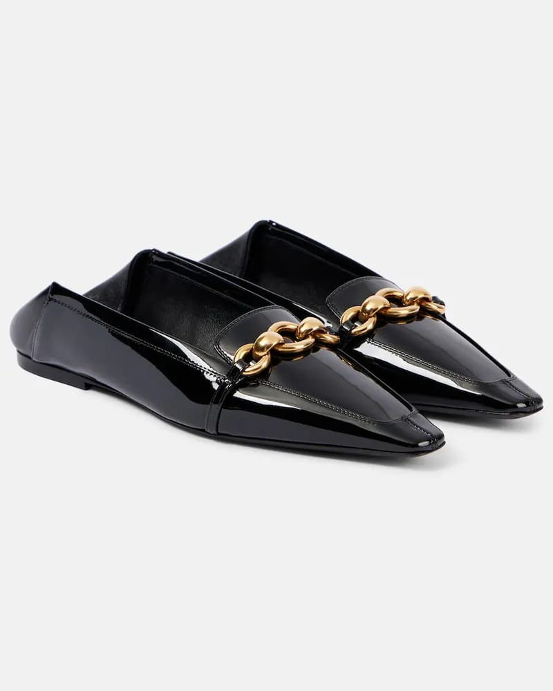 Saint Laurent Slippers Le Maillon aus Lackleder Schwarz