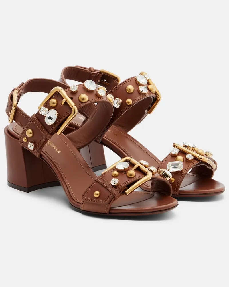 Dolce & Gabbana Verzierte Sandalen Keira aus Leder Braun