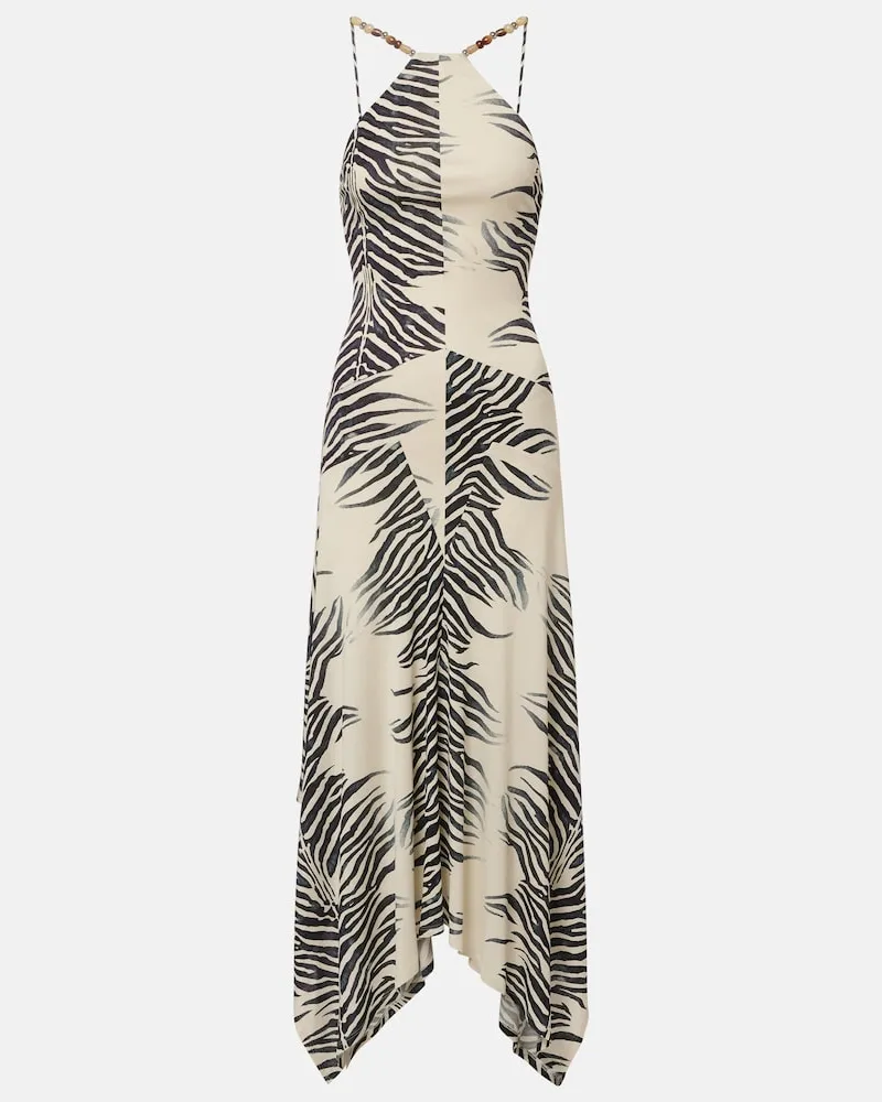 De La Vali Robe Artemis mit Zebra-Print Schwarz
