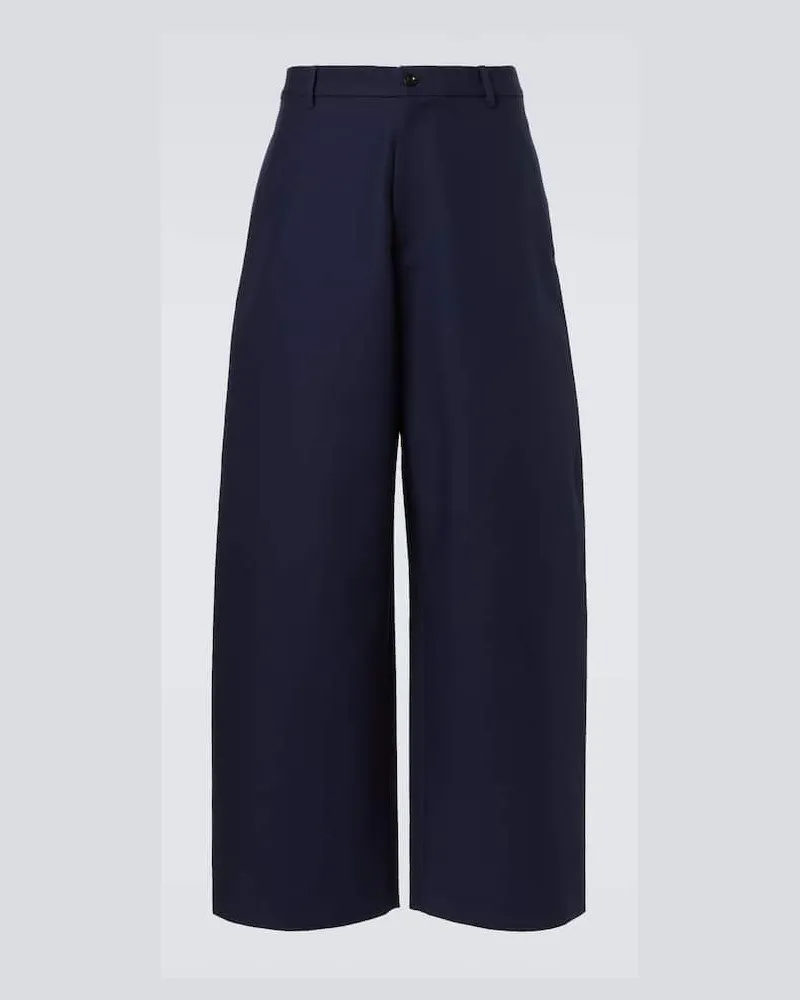 Acne Studios Weite Mid-Rise-Hose aus Satin Blau