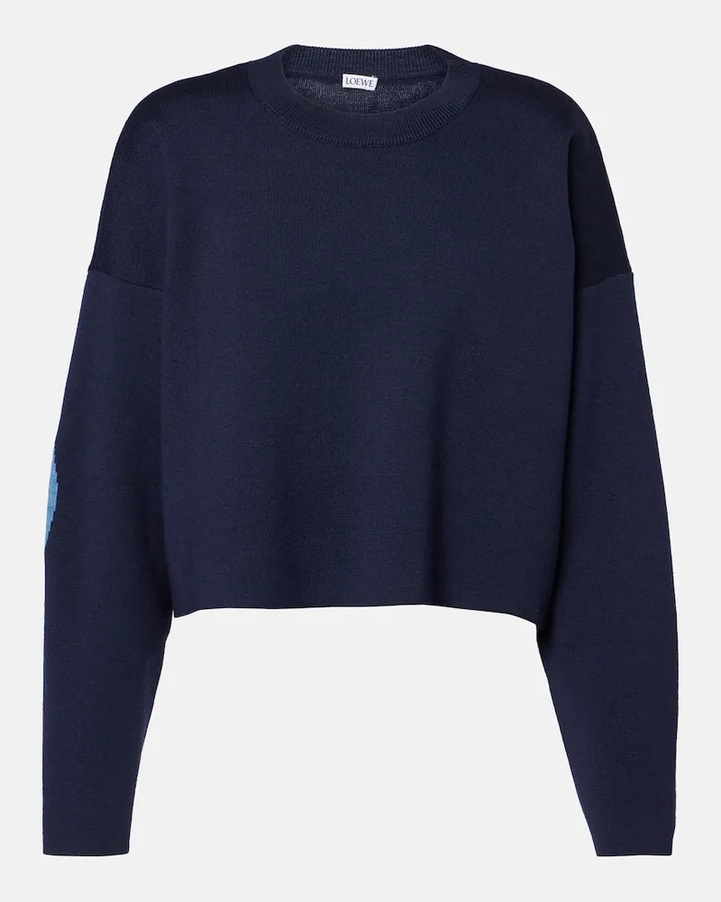 Loewe Pullover Anagram aus einem Wollgemisch Blau
