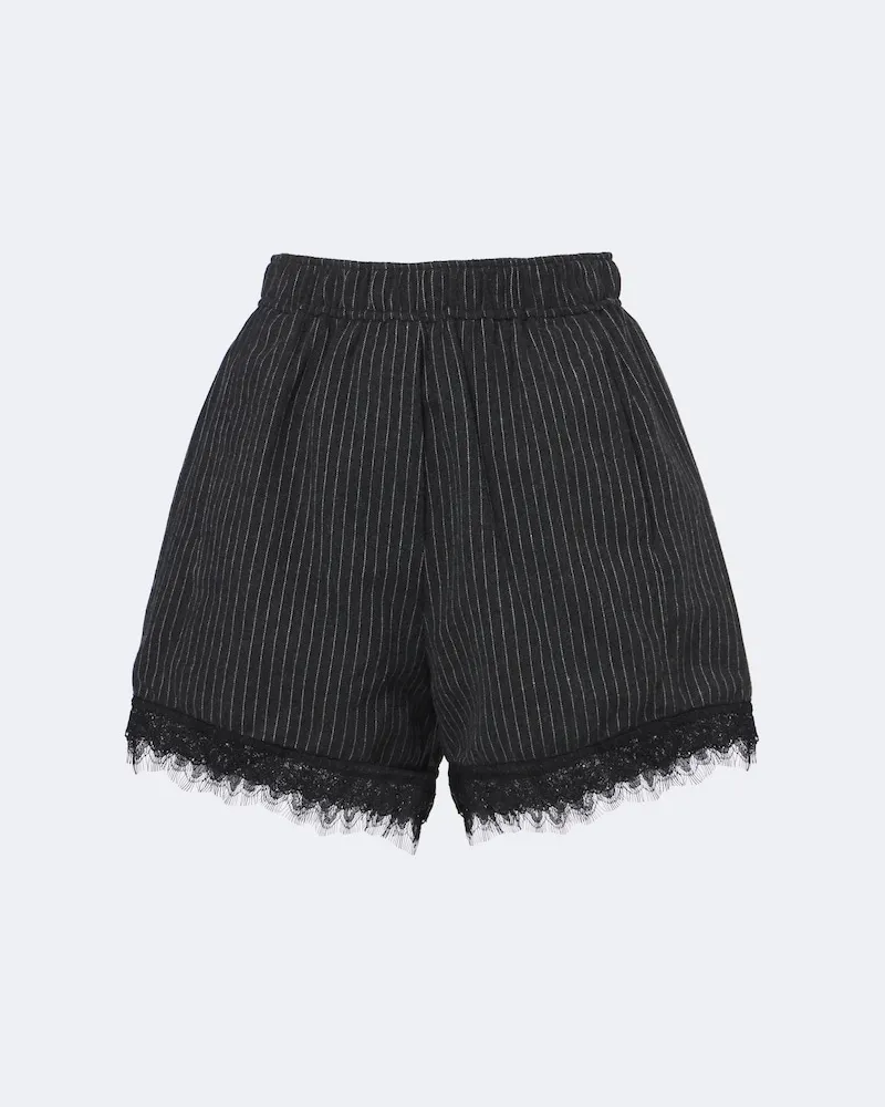 Ganni Shorts aus Flanell mit Spitze Grau