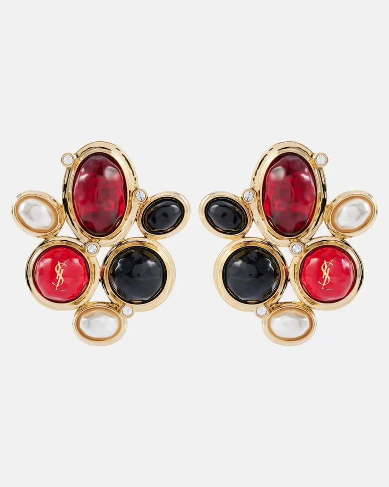 Saint Laurent Verzierte Clip-Ohrringe Cassandre Multicolor