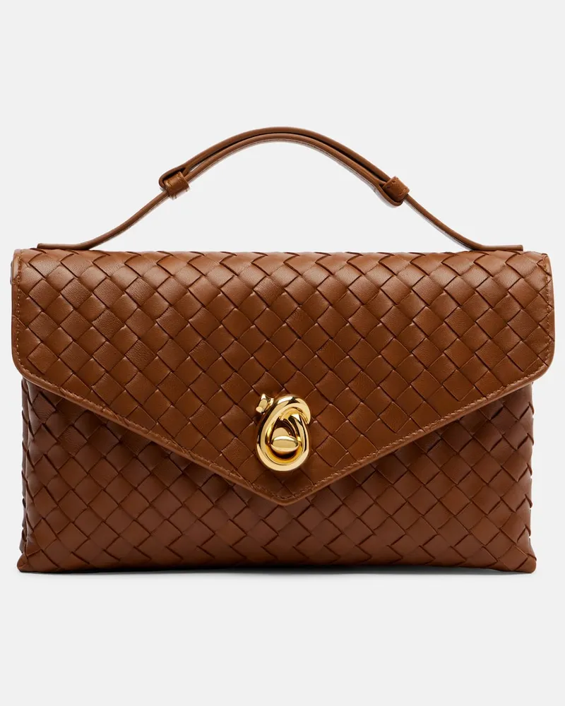 Bottega Veneta Henkeltasche Knot Lock aus Leder Braun