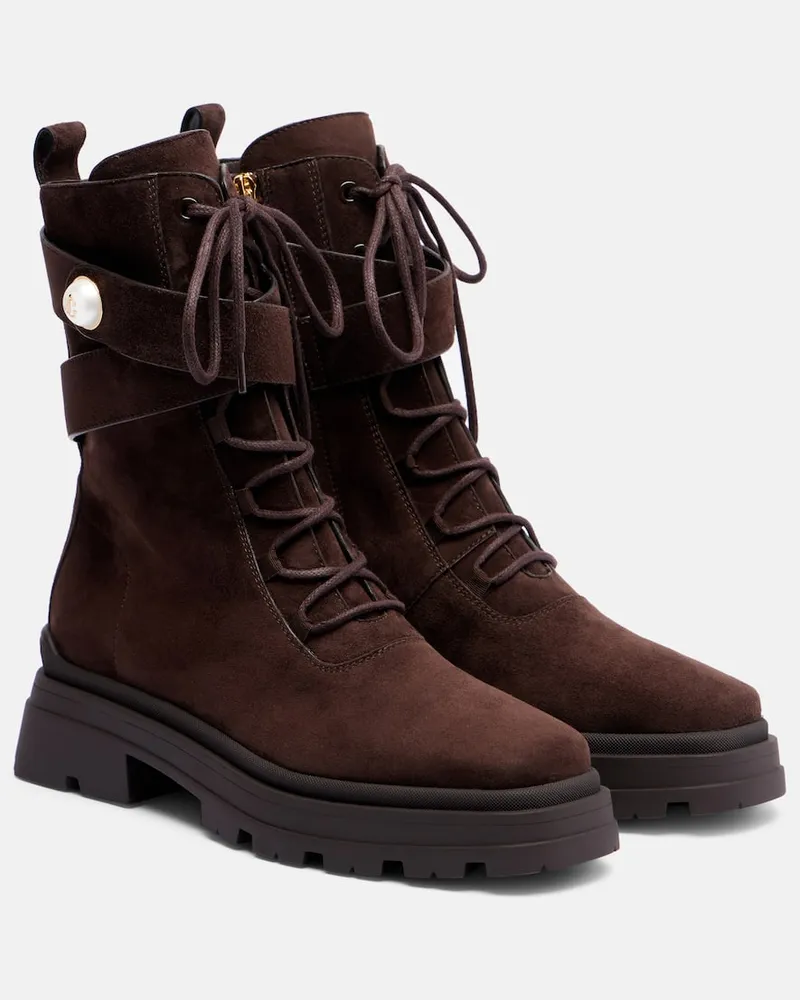 Jimmy Choo Schnürstiefel Noemi 45 aus Veloursleder Braun