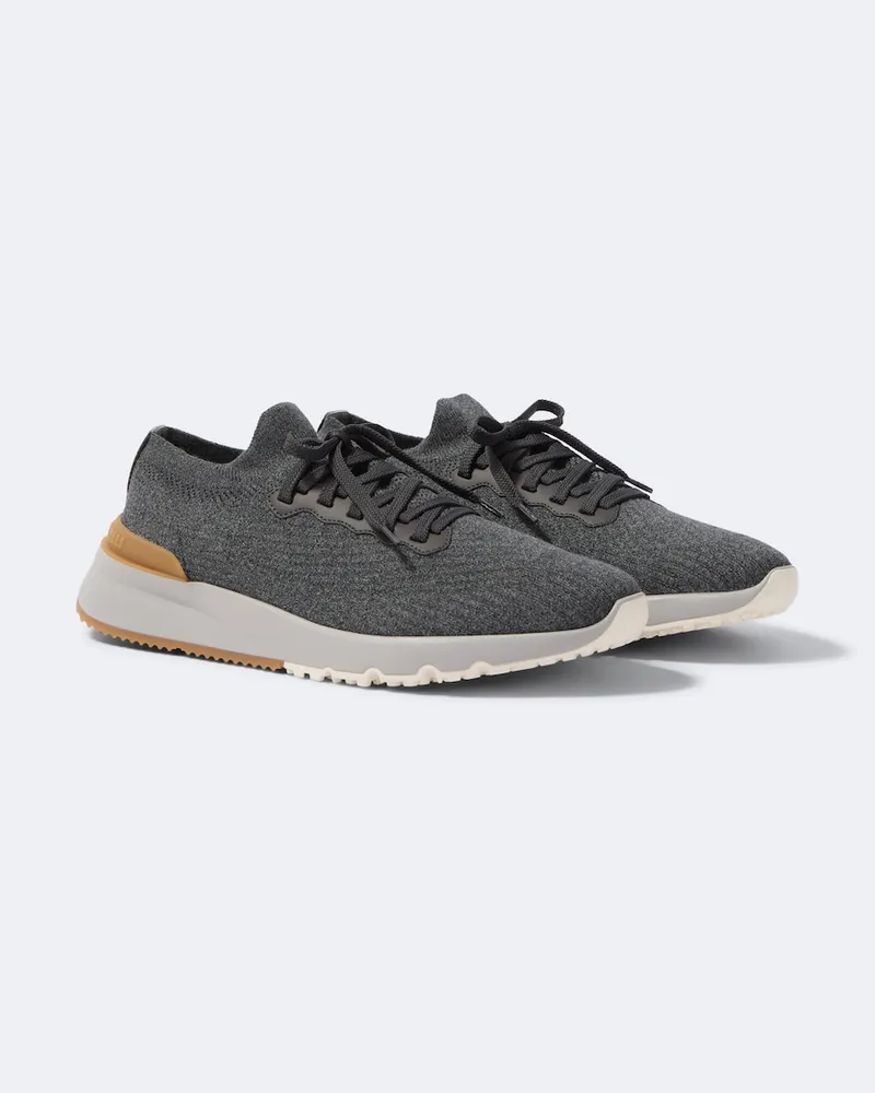 Brunello Cucinelli Sneakers mit Leder Grau