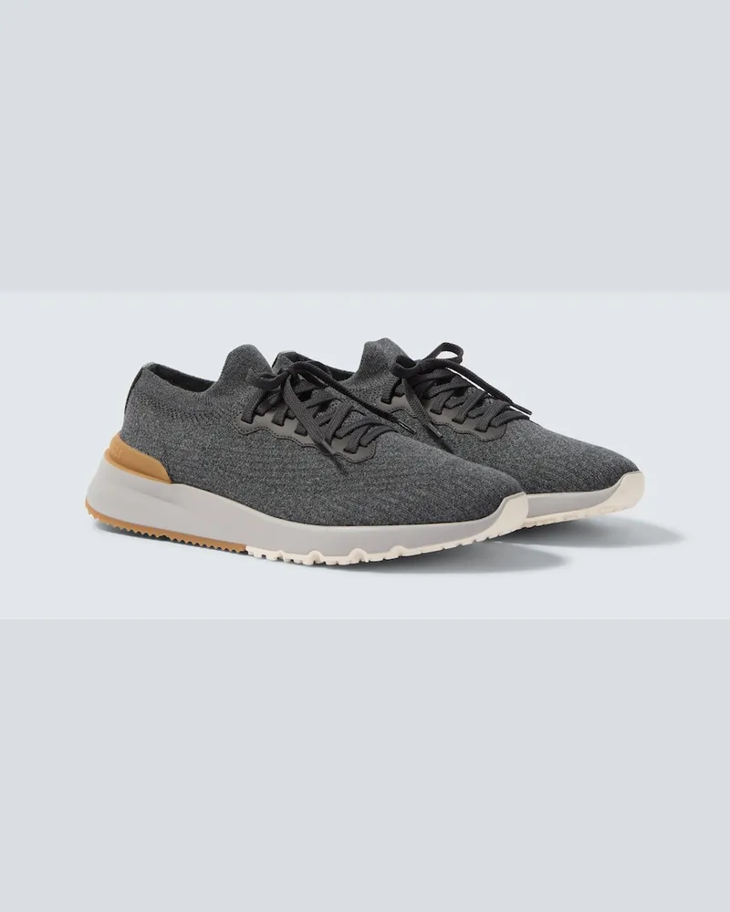 Brunello Cucinelli Sneakers mit Leder Grau